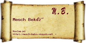 Mesch Bekő névjegykártya